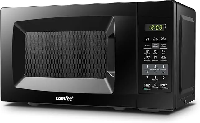 COMFEE' EM720CPL-PMB Countertop Microwave Oven with Sound On/Off, ECO Mode and Easy One-Touch Buttons, 0.7cu.ft, 700W, Black