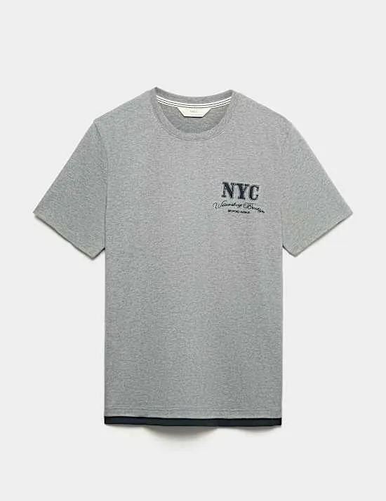 Loungewear-Oberteil aus reiner Baumwolle mit „NYC“-Grafik