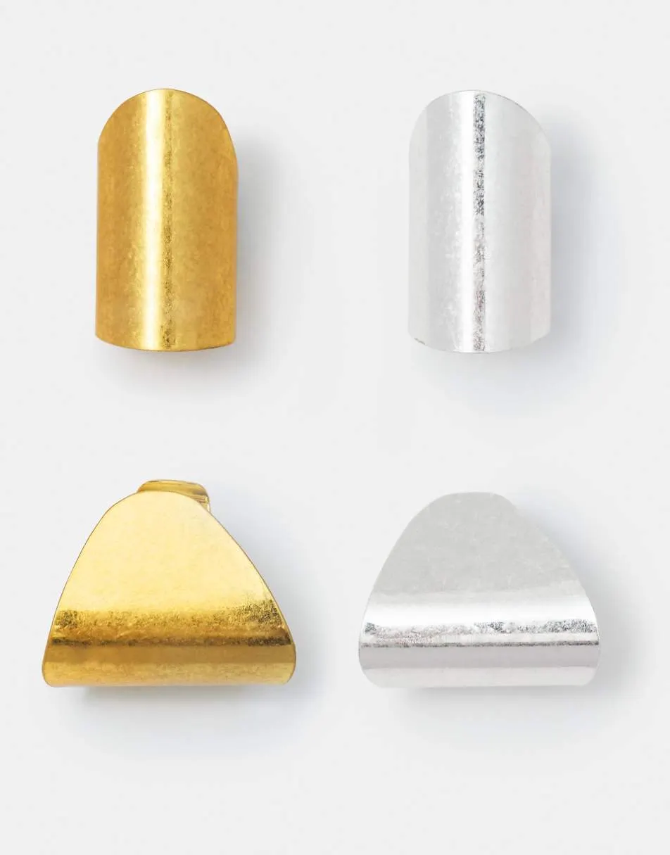 Pull&Bear Pack of 4 metallic ear cuff rings. in gold