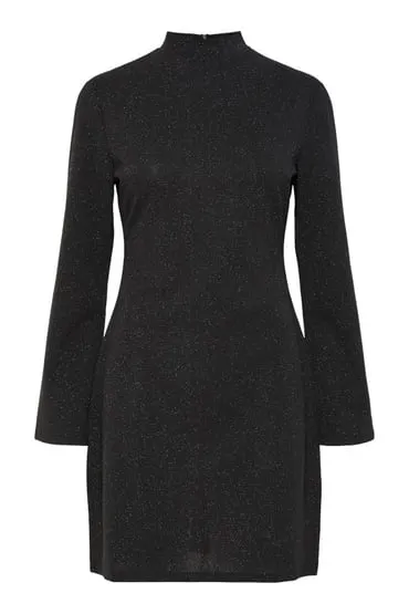 Vestido corto manga larga lurex