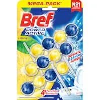 bref power active toilet flush rim block juicy lemon 50g each 3pack