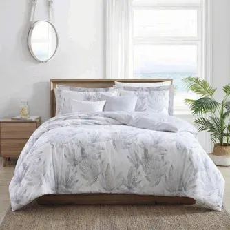 Tommy Bahama Kayo Quilted Duvet Cover Set Grey Queen