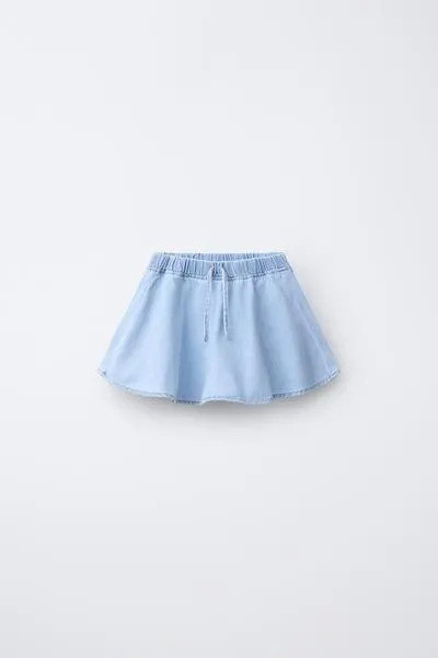 FLORAL DENIM BERMUDA SKIRT