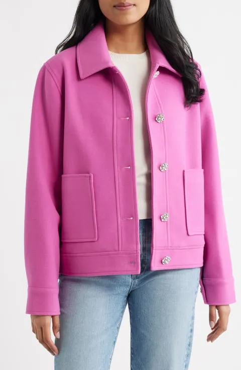 Jewel Button Flannel Jacket
