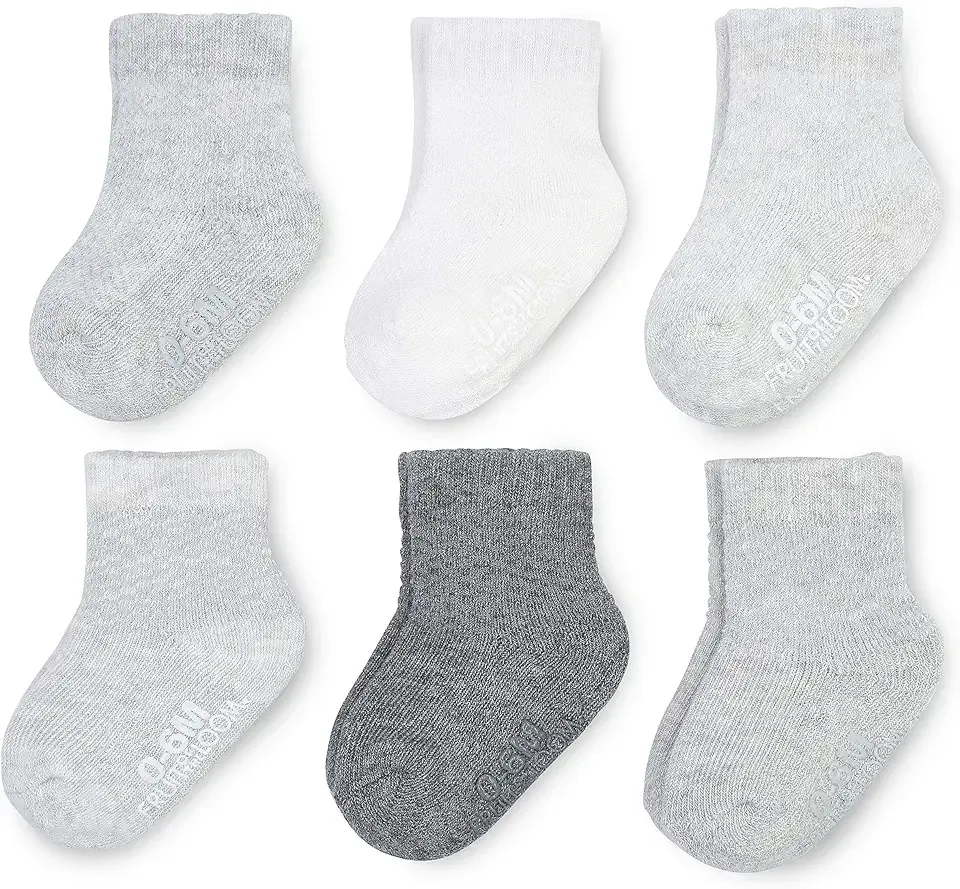 All Weather Baby & Toddler Socks - Cotton Crew Socks with Grips for Boys, Girls and Unisex