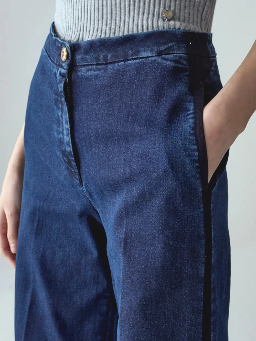 FLAIRE SMOCKING DENIM OVER BLU STRETCH