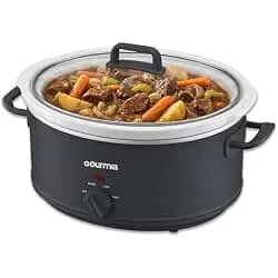 Gourmia Slow Cooker - 7 Quart Removable Ceramic Pot, Manual Controls with 3 Temperature Settings, Dishwasher Safe Crock and Glass Lid, Gray
