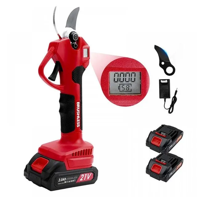 Tosasiepi elettrico brushless 300W, 2 batterie, 3 modalità, tagliabranche senza fili, giardinaggio pro