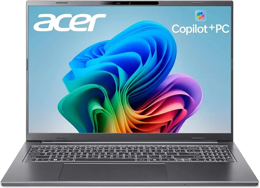 Acer Aspire 16 AI Copilot+ PC | 16" WUXGA 120Hz Multi-Touch Display | Snapdragon X | NPU: 45 Tops - GPU: Up to 1.7 TFLOPs | 16GB LPDDR5X | 512GB PCIe Gen 4 SSD | Wi-Fi 7 | A16-11MT-X669