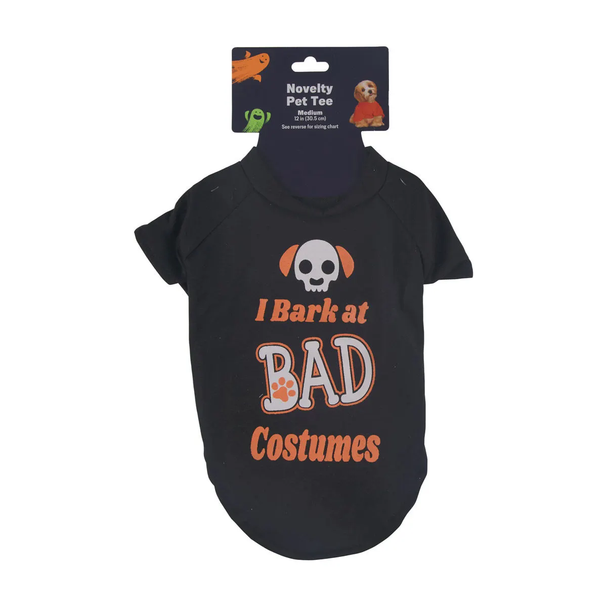 Halloween Novelty Black Printed Pet Tee, 2 Assorted Sizes