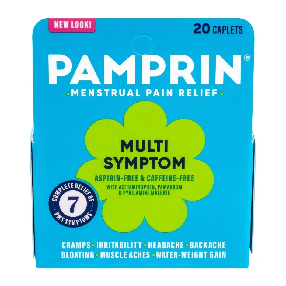 Pamprin Maximum Strength Multi-Symptom Menstrual Pain Relief Caplets, 20 Ct