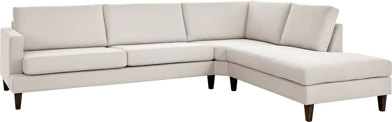 Sone dyp hjørnesofa Modulsofa. 3 seter + stort hjørne + åpen ende i stoff 391/Bloq beige med armlene W4