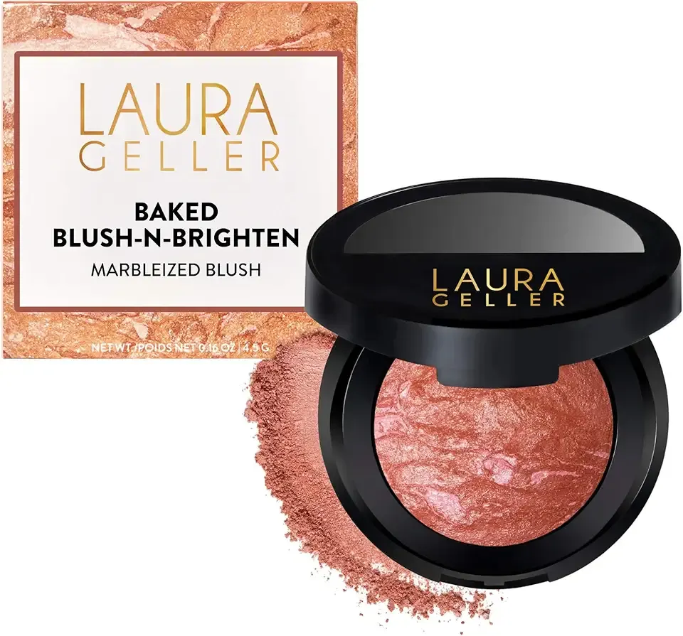 LAURA GELLER NEW YORK Baked Blush-n-Brighten for Mature Skin - 05 Pink Grapefruit - Powder Blush Won't Settle into Fine Lines - Buildable Natural Finish – Longlasting Formula - Made in Italy