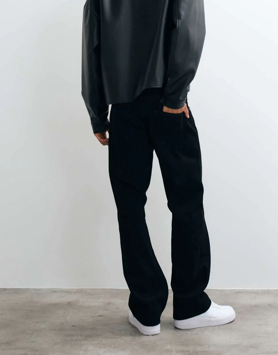 Weekday Space straight leg jeans in black rinse wash
