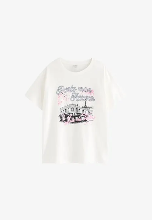 T-SHIRT REGULAR WITH PRINT - T-shirts med print - white