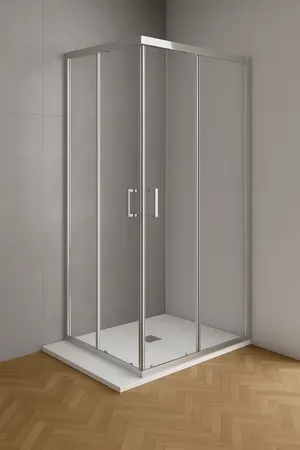 Box doccia angolare con porta scorrevole, vetro 6 mm, L 88-100 cm x L 68-80 cm, H 190 cm, cromo Alba