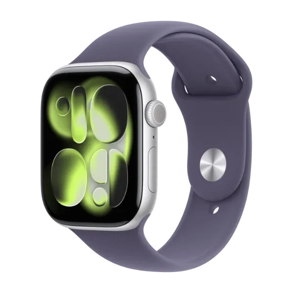 Apple Watch Series 11 GPS 46 mm sølv aluminum, lilla dis sport band - M/L