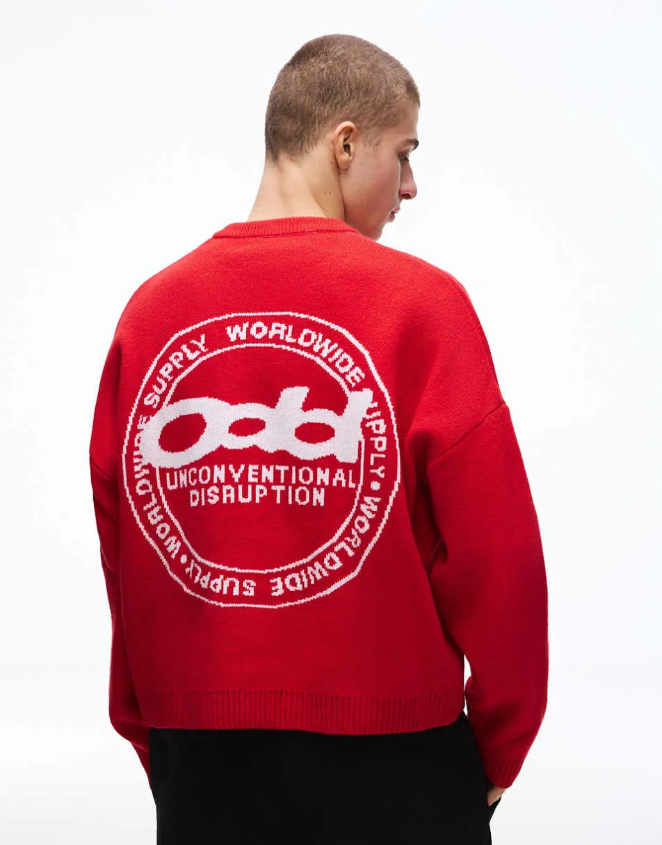 Bershka Jacquard print jumper in red