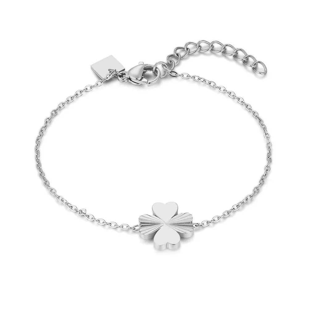 Armband in edelstaal, klavertje vier