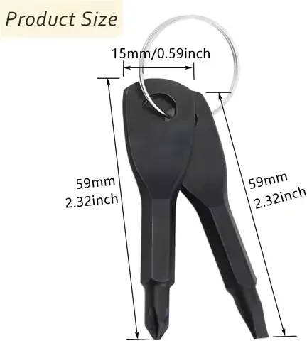 Mini Screwdriver Multifunction Stainless Steel Key Shape Screwdriver Slotted Screwdrivers Keychain Repair Tool Black 2 Set for Outdoor Sport Durable