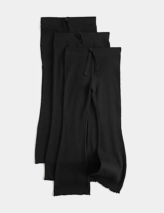 3er-Pack Gerippte Leggings mit hohem Baumwollanteil und ausgestelltem Bein (2–8 J.)