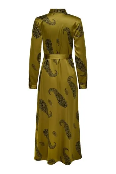 Vestido largo camisero satinado