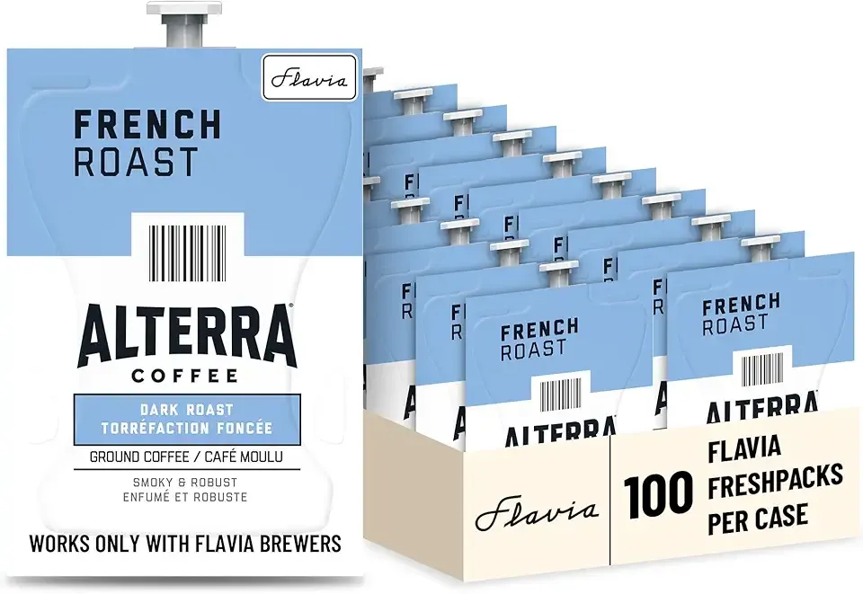 Flavia Alterra French Roast Coffee Freshpacks works only with Flavia Brewers, Dark Roast (Case of 100)