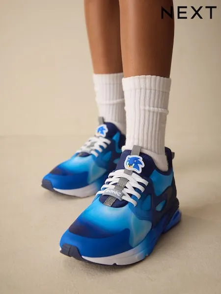 Blue/White Sonic Elastic Lace Trainers
