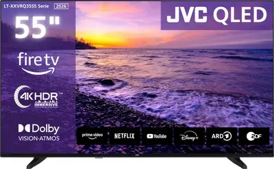 JVC LT-55VRQ3555 QLED Fernseher 55 Zoll Fire TV 4K UHD Smart TV HDR Dolby Vision Atmos, Alexa (2026)