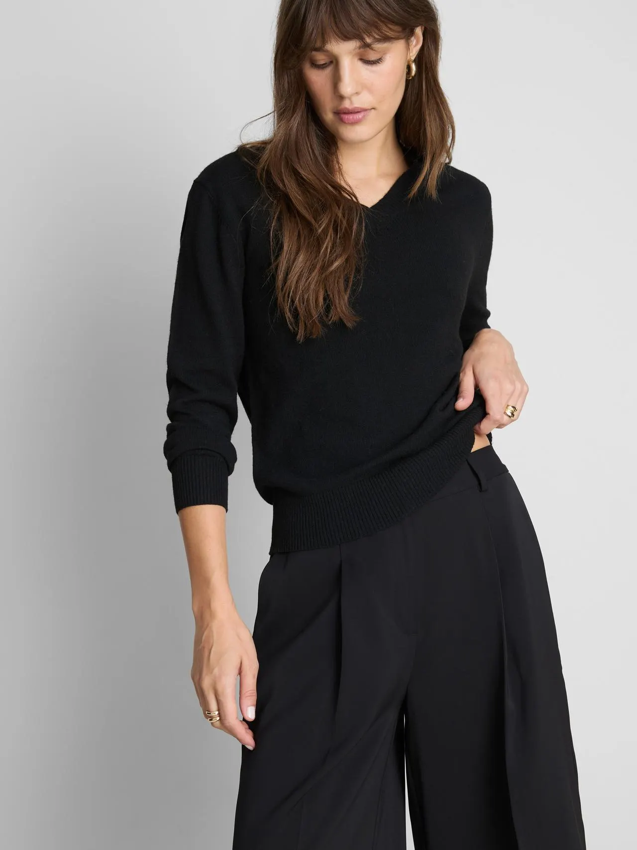 Pull tricoté à col en V