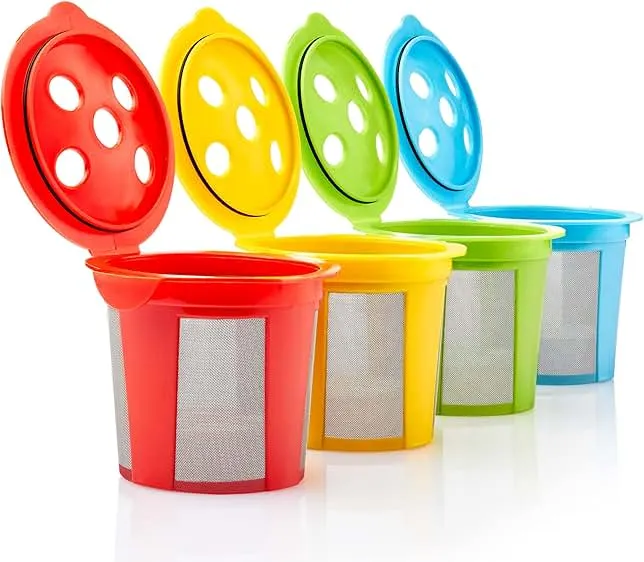 4 Reusable K Cups for Keurig K Supreme, K Supreme Plus, K Slim with Multistream Technology, K-Brew Chill, K-Duo Hot & Iced – 4 Colors Refillable Kcups Coffee Filters for Keurig Coffee Makers