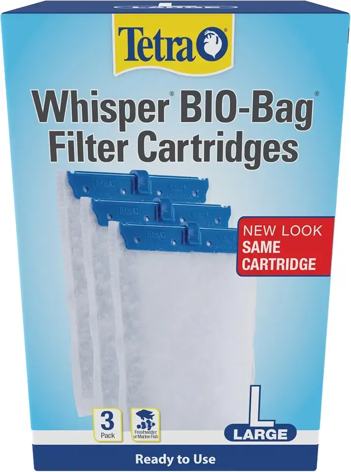 Tetra Whisper Bio-Bag Large Filter Cartridges for Aquariums, 3 Count | Ready to Use, Fits Tetra Whisper Fish Tank Filter 10-30 Gal, 20-40 Gal, PF-20, 30, 40, 60, IQ 20, 30, 45, 60, Replace Monthly