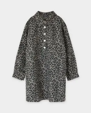 Jeansjurk met luipaardprint