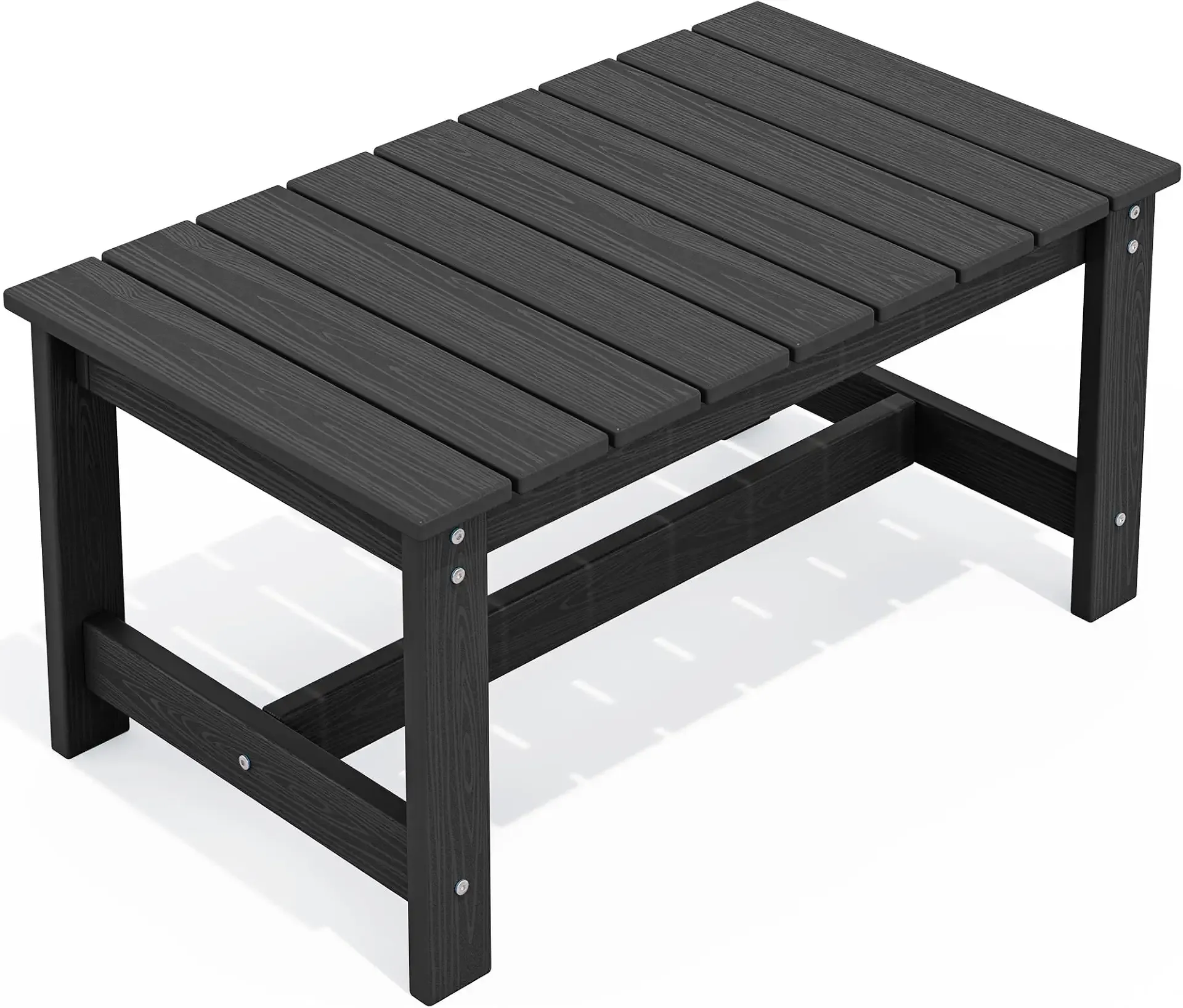 SERWALL Outdoor Coffee Table, HDPE Patio Coffee Table for Outside, Rectangle, Black