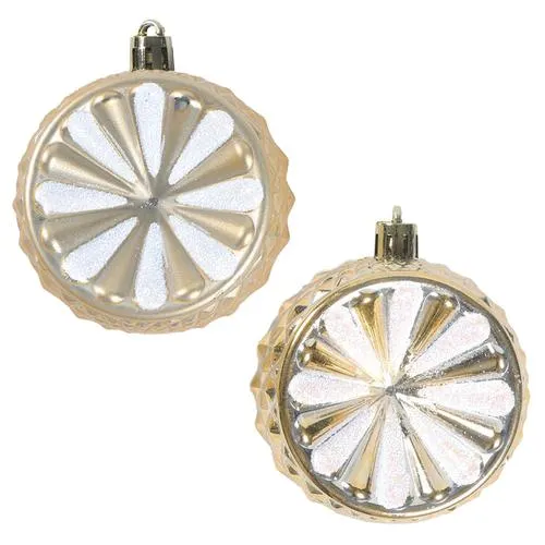 Enchanted Forest® 70mm Champagne Gold Concave Designs Shatterproof Ornaments - 6 Pack