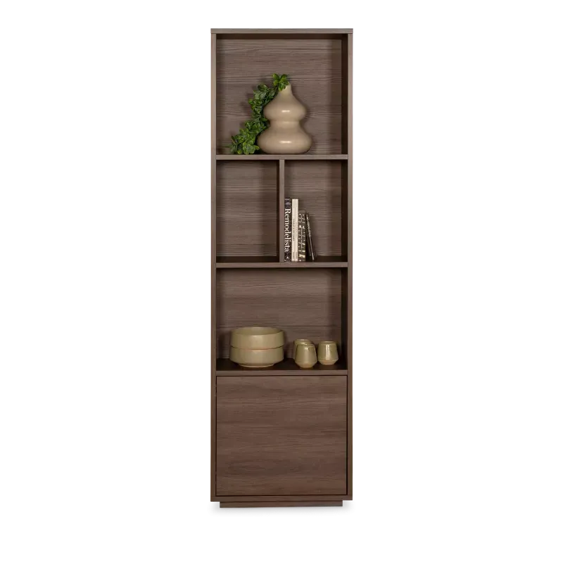 Wandmeubel (1 deur/ 4 open vak) Blackburn - Dark Almond