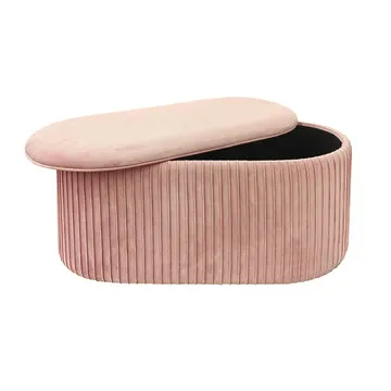 Pouf Contenitore in Velluto Rosa