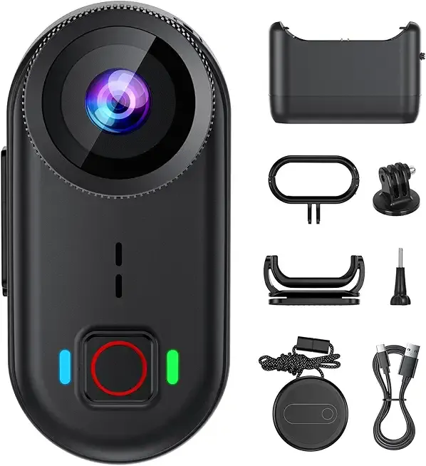 toberto 4K Thumb Action Camera, Mini Body Camera with WiFi, Magnetic Wearable 150° Hands-Free Recording POV Camera, EIS Stabilization, Waterproof, 64GB, Mount Anywhere for Sports Vlogging (Black)