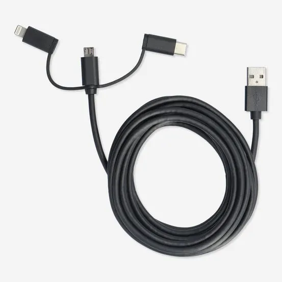 Ladekabel. For USB-C, Micro USB og lightning