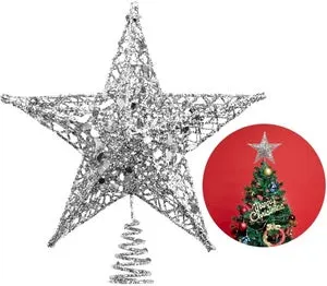 Adorno navideño de abeto estrellado, estrella brillante de 5 puntas, decoración de interiores para fiestas