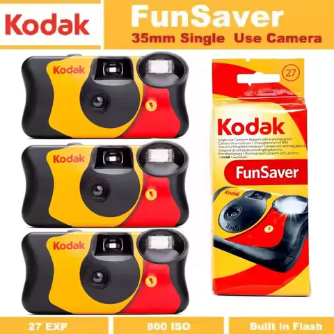 New 1-5 Pcs Original Kodak FunSaver Single Use Camera With Flash Disposable Point-and-Point Film Cameras 27 Exposures 39 Sheets