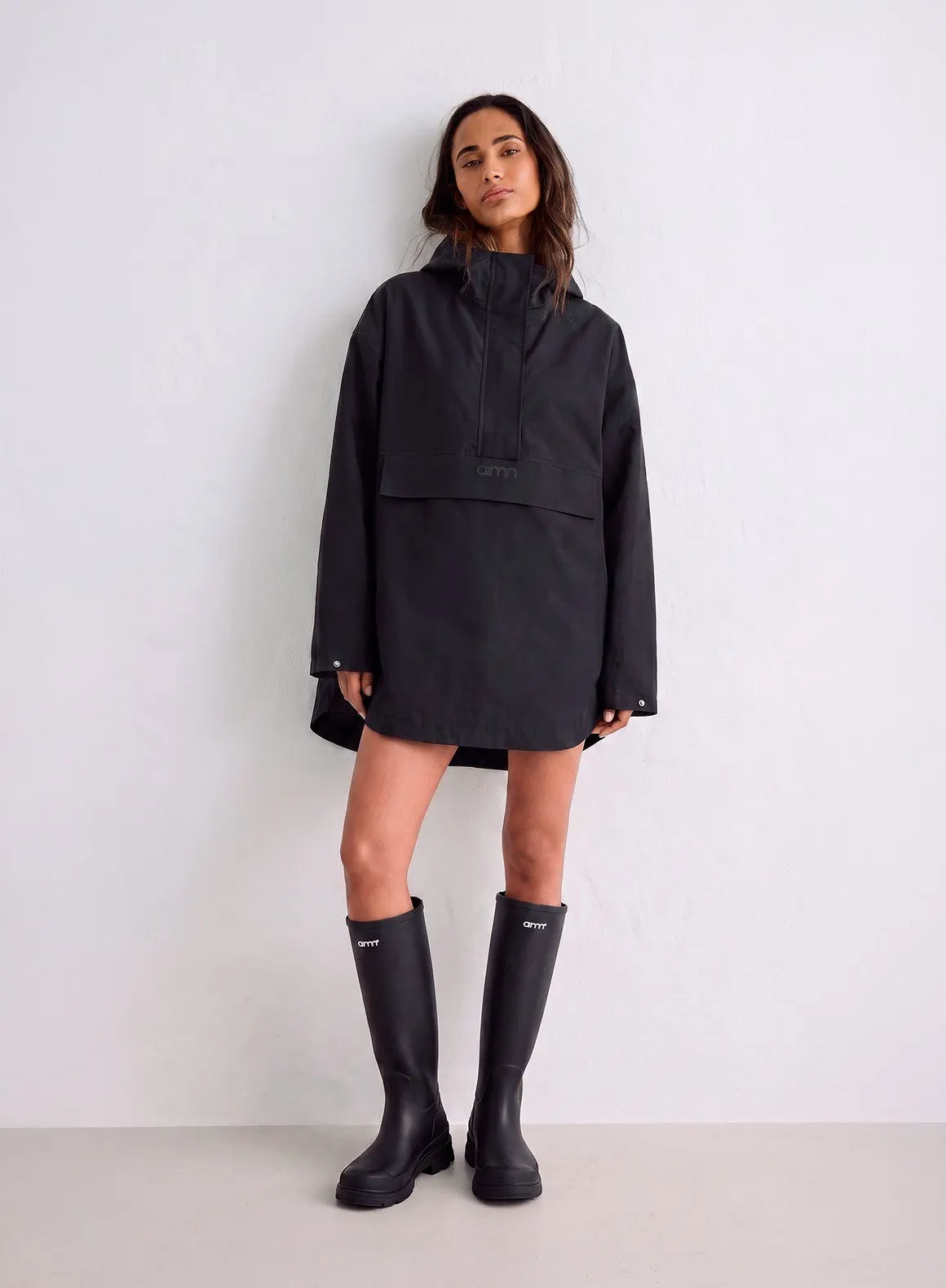 Black Waterproof Oversized Anorak