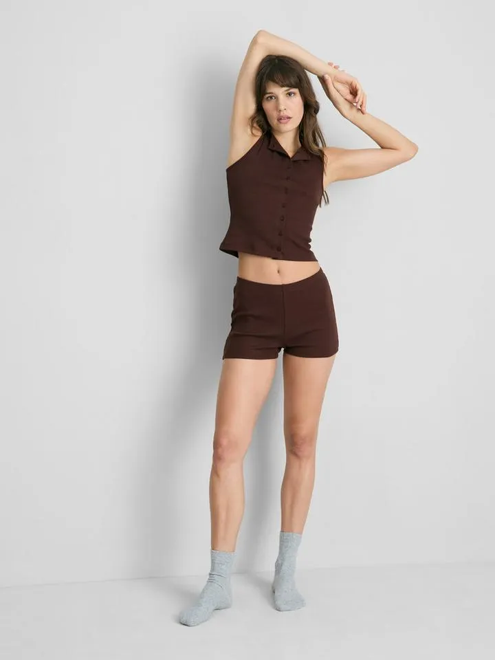 Ensemble short et haut boutonné en coton majoritaire