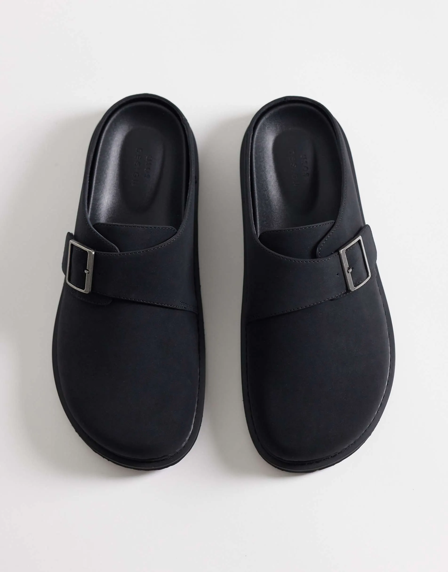 ASOS DESIGN mule sandals with buckle in black