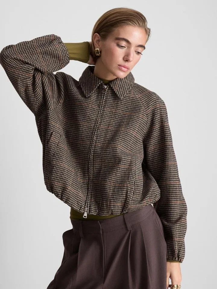 Blouson bomber à petits carreaux