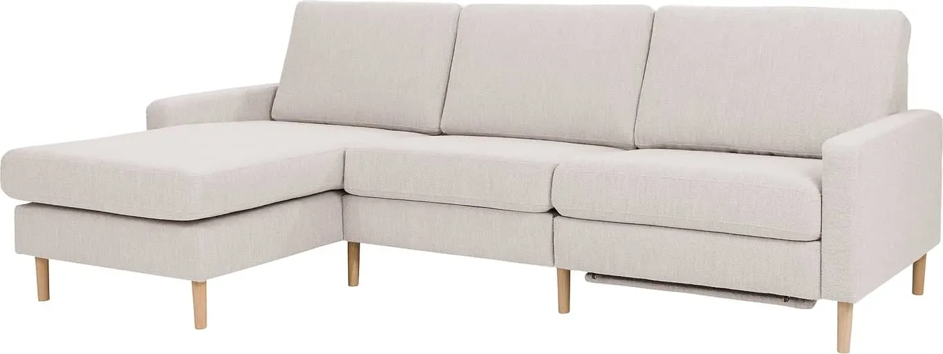 Sone høy 3 seter med sjeselong Modulsofa. Sjeselong + 1 seter + elektrisk recliner, stoff 321/11 Alpine beige