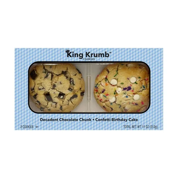 King Krumb Decadent Chocolate Chunk and Confetti Birthday Cake Bakery Cookies, 11oz, 2 Count, Ready to Eat $7.87 71.5 ¢/oz