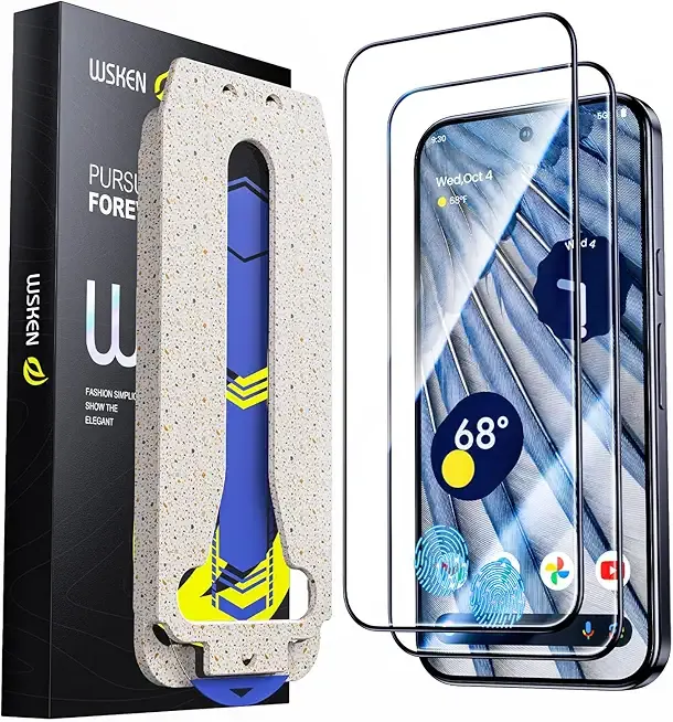 WSKEN for Google Pixel 10/Pixel 10 Pro/Pixel 9/Pixel 9 Pro Screen Protector - [Support Fingerprint Unlock] Bubble Free HD Tempered Glass Film with Dust Clean Installing House, 2 Pack
