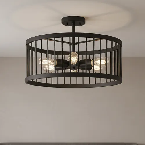 Patriot Lighting® Tim Matte Black 6-Light Semi-Flush Mount Ceiling Light