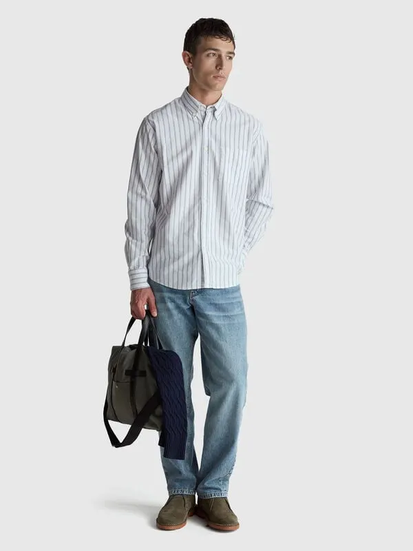 Striped regular fit button-down shirt